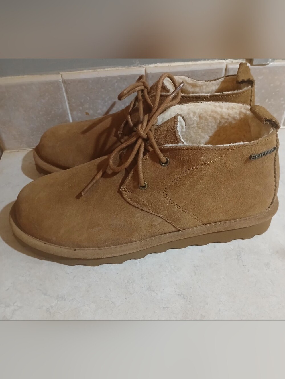 Bearpaw Skye Women’s Size 9 Suede Chukka Boots, Tan, Warm